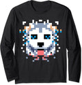 PIXEL ART WEIRD DOG, ABSTRACT WOLF, ODD DOG Long Sleeve T-Shirt Unisex T-shirt, Sweatshirt, Hoodie, Long Sleeve Tee