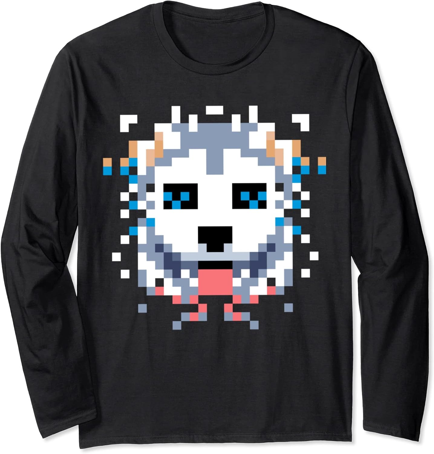 PIXEL ART WEIRD DOG, ABSTRACT WOLF, ODD DOG Long Sleeve T-Shirt Unisex T-shirt, Sweatshirt, Hoodie, Long Sleeve Tee