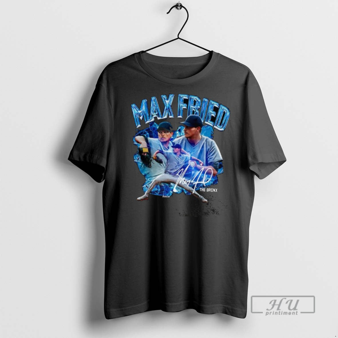 Officials Trending Max Fried New York Yankees Baseball Eloso Signature Lighting Graphic T Shirt