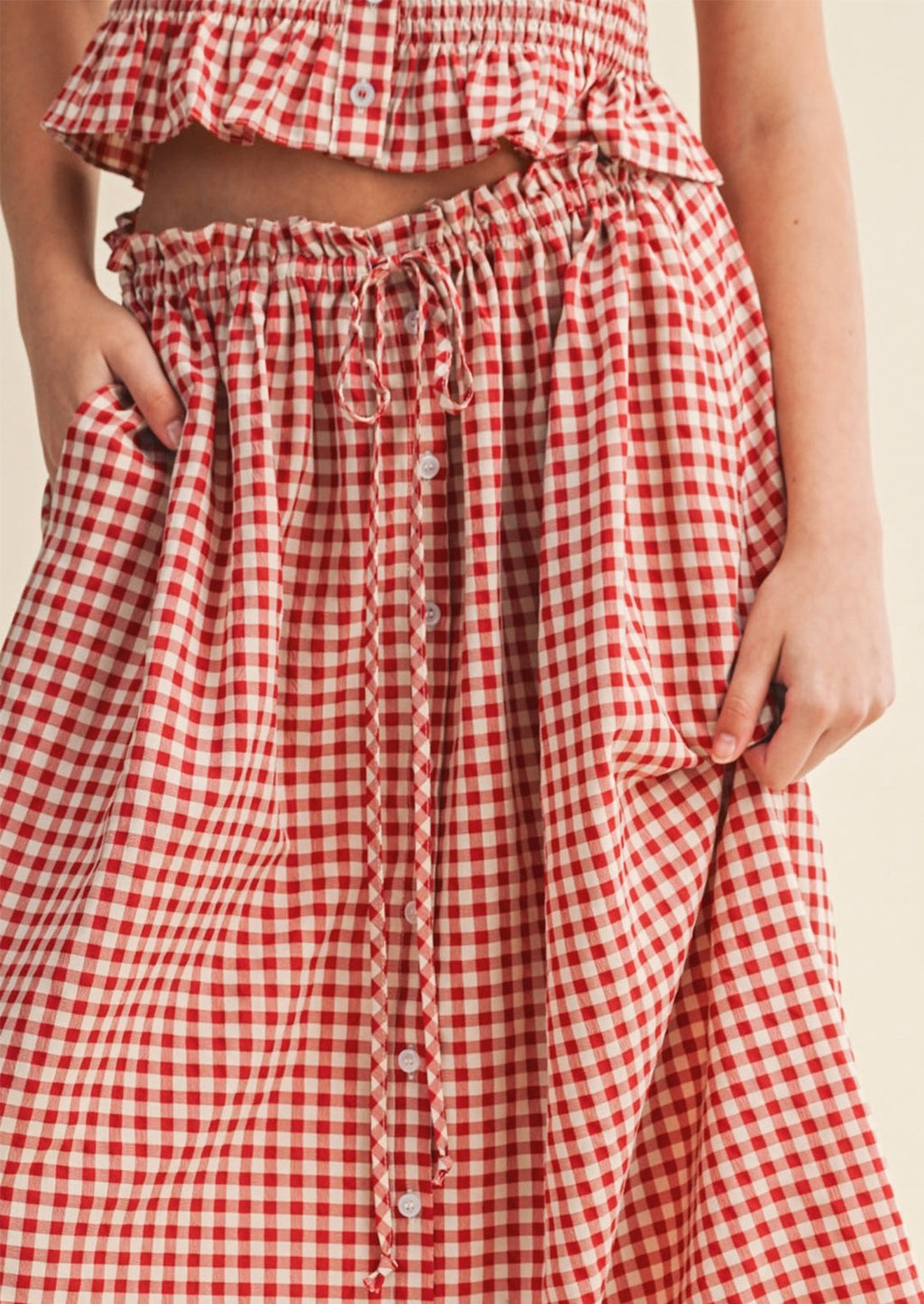Picnic Gingham Button Front Skirt