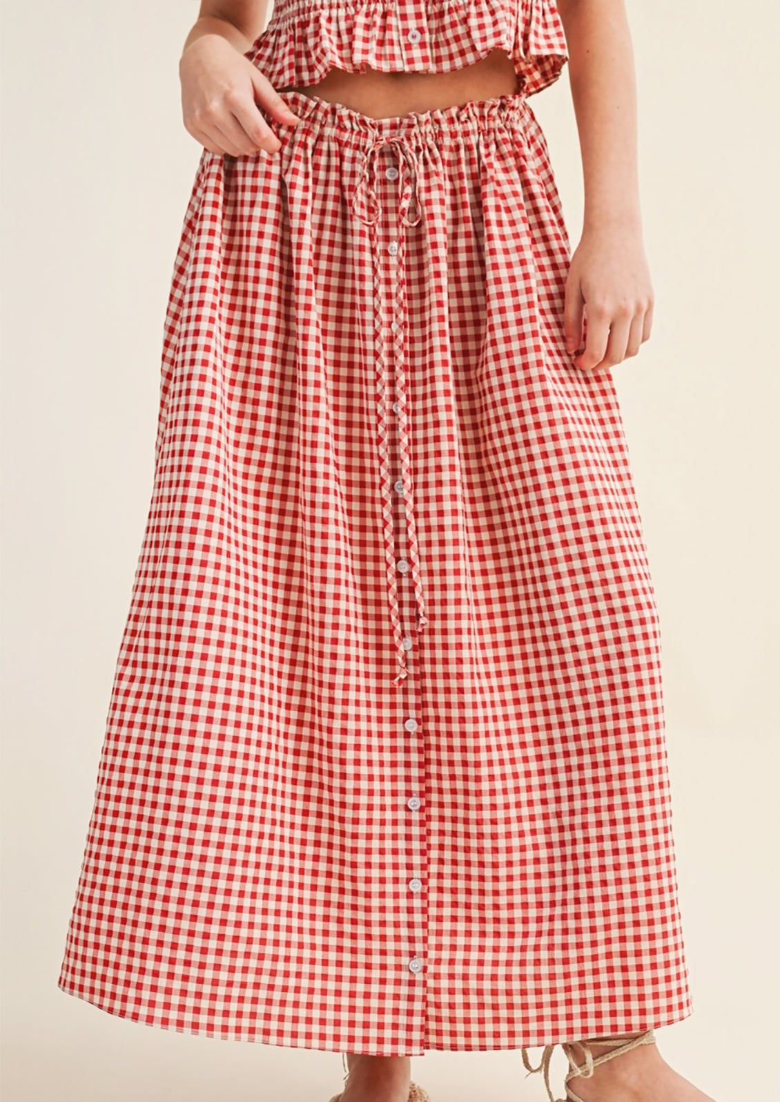 Picnic Gingham Button Front Skirt