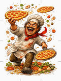 Crazed Italian Cheff Throwing Pizzas by PIXEL POP DESIGNS - Beyond the Norm! Unisex T-shirt, Sweatshirt, Hoodie, Long Sleeve Tee