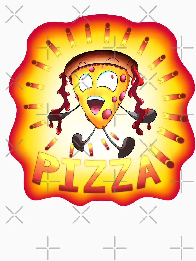 Fiery Anime Pizza Character Kawaii by TacticArtsSt0re Unisex T-shirt, Sweatshirt, Hoodie, Long Sleeve Tee