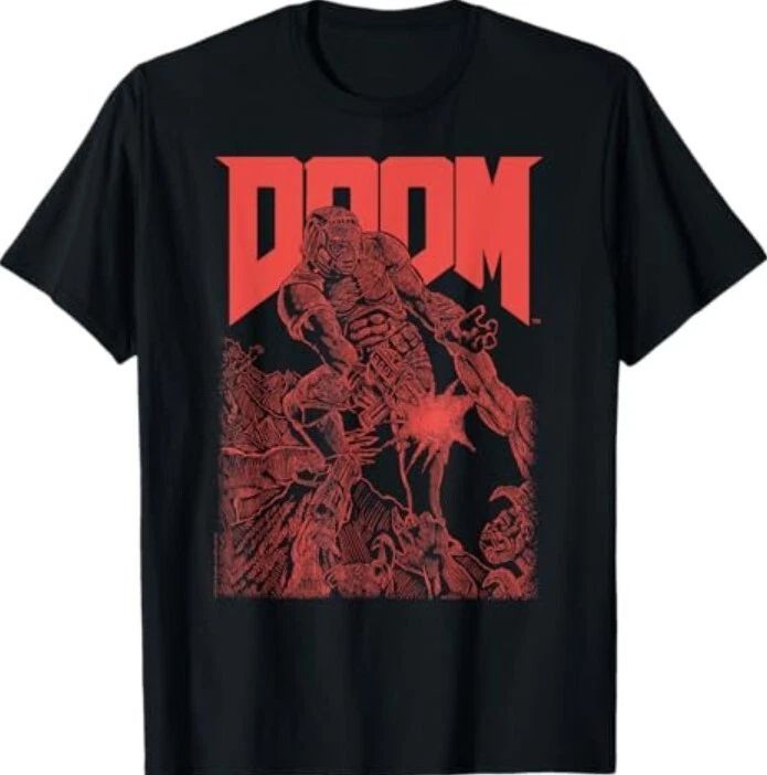 DOOM Red Sketched Cover Art Retro Video Game T-Shirt Unisex T-shirt, Sweatshirt, Hoodie, Long Sleeve Tee